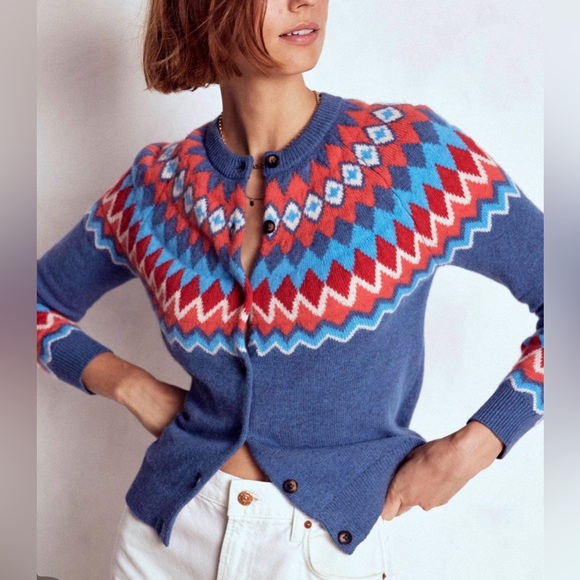 Boden Sweaters - Boden Edie Fair Isle Cardigan Size Medium
